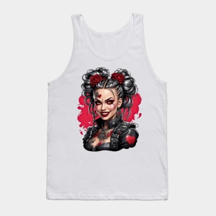 Steampunk Gothic girl retro vintage spooky valentine design Tank Top